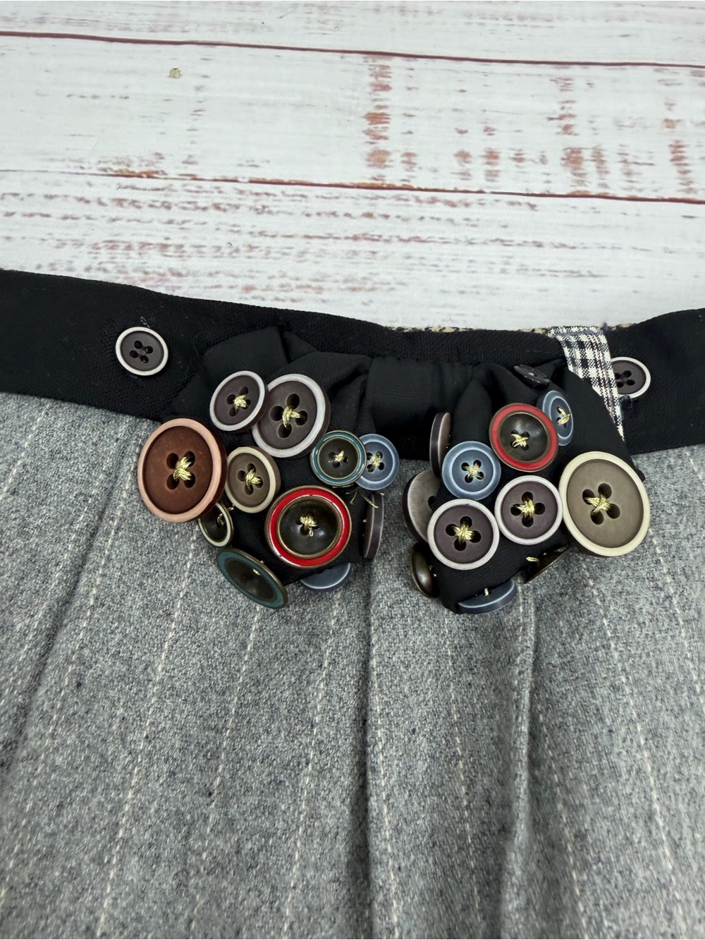 Desigual Size Medium Mixed Material Bubble Button Mini Skirt - Picture 7 of 11